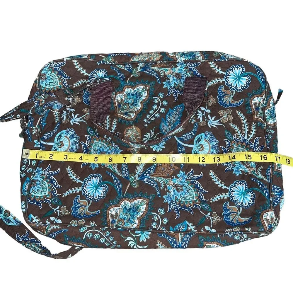 Quilted Fabric Floral Laptop Messenger Bag Lightweight School Work Business